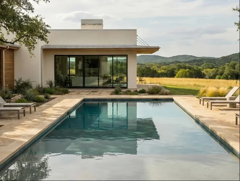 A clean, sparkling backyard pool in Round Rock, Texas