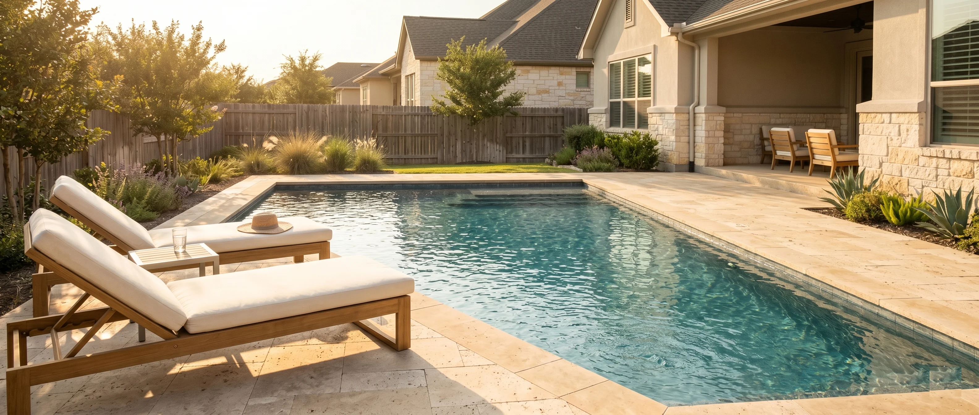 Residential backyard pool maintained by True Flow Pool Solutions weekly cleaning service